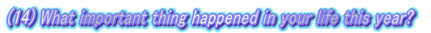 (14) What important thing happened in your life this year?